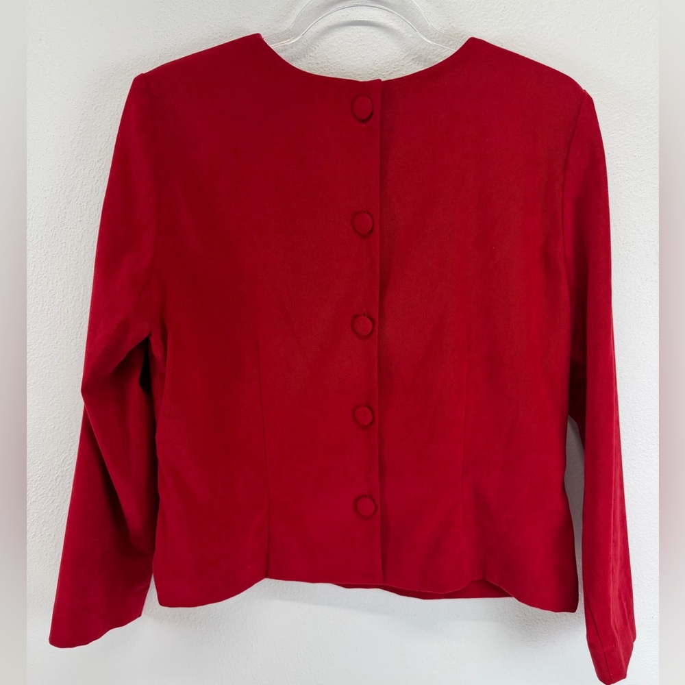 Positive Attitude Long Sleeve Button Back Beaded Front Red Top Size 10P - Picture 3 of 8
